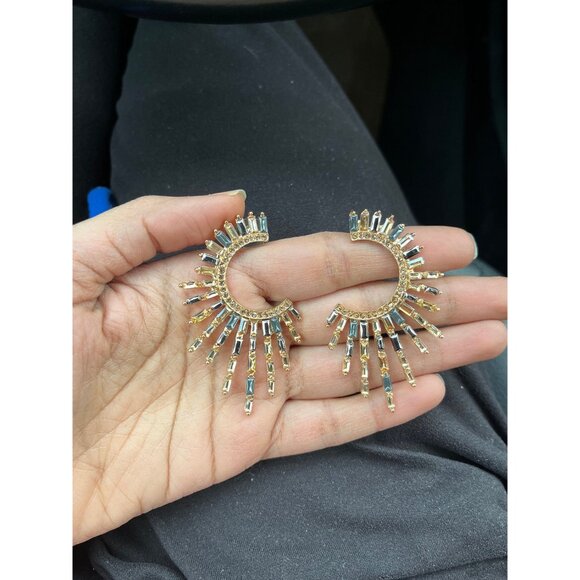 Big statement earrings gold gray studs big star champagne geometric earrings - Picture 6 of 8